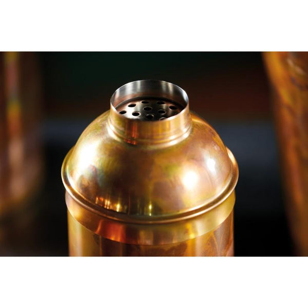 BCCSIRIDCOP Barcraft Cobbler Iridescent Copper Cocktail Shaker - Close Up