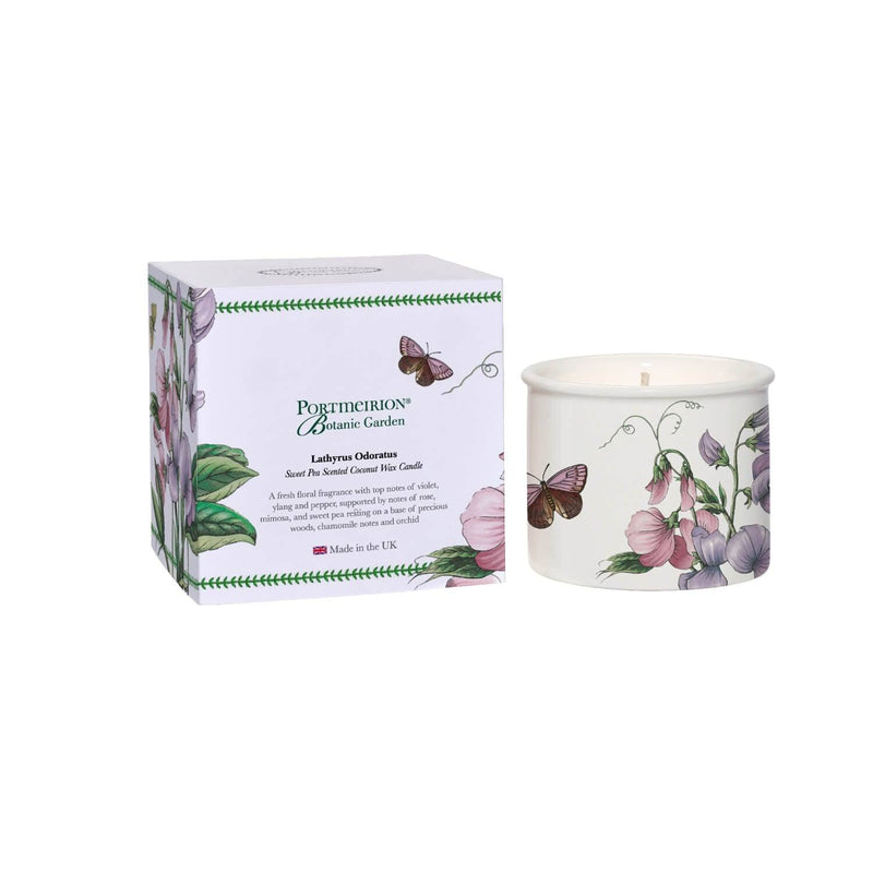 Portmeirion Botanic Garden Medium Ceramic Candle - Sweet Pea - Potters Cookshop