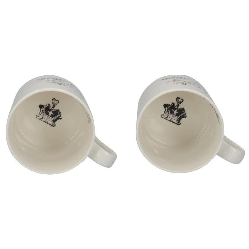 C000047 Victoria And Albert Alice in Wonderland His And Hers Mug Set - Crown Illustrations On The Base