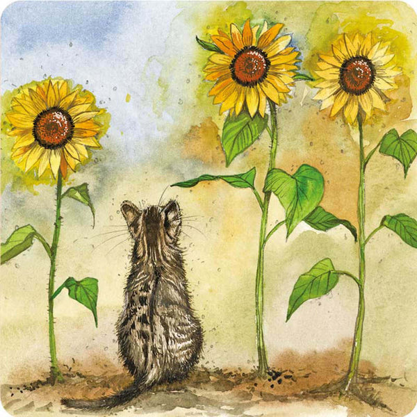 Alex Clark Coasters - Cat & Sunflowers