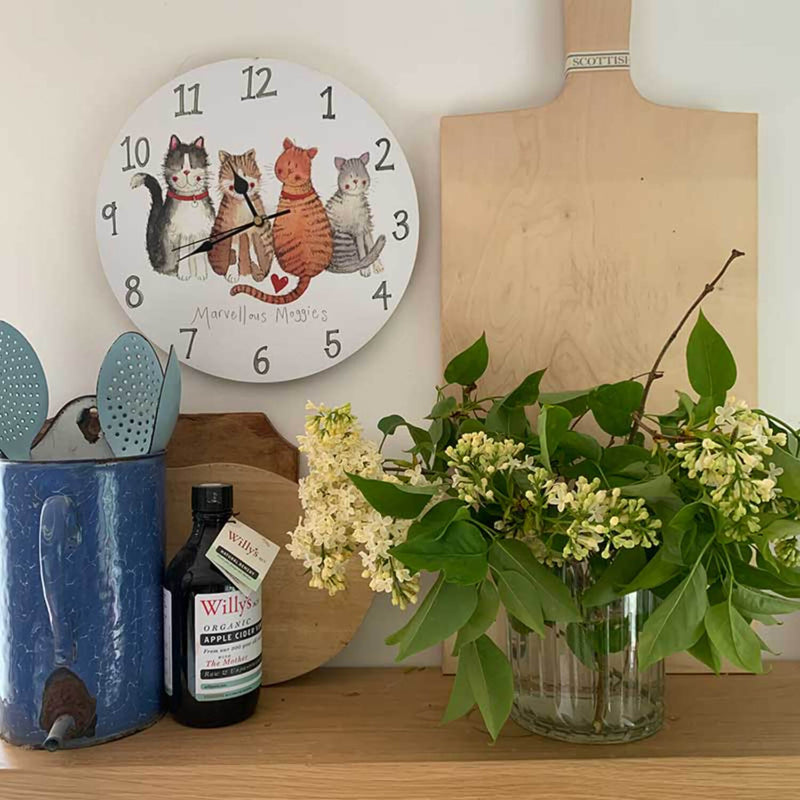 Alex Clark Wall Clock - Marvellous Moggies