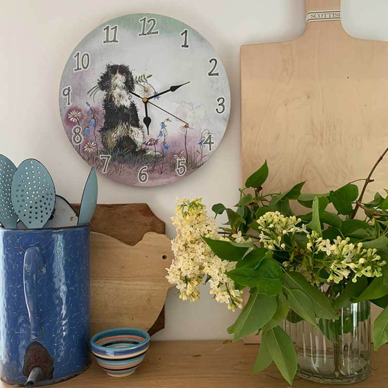 Alex Clark Wall Clock - Spaniel & Flowers