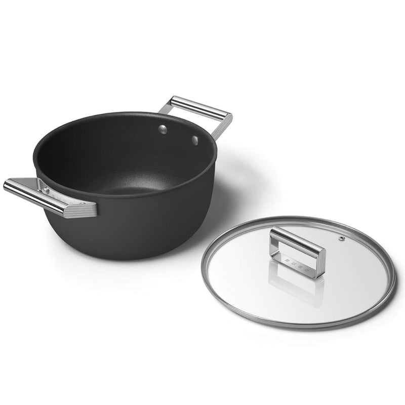 Smeg Cookware 24cm Non-Stick Casserole - Black