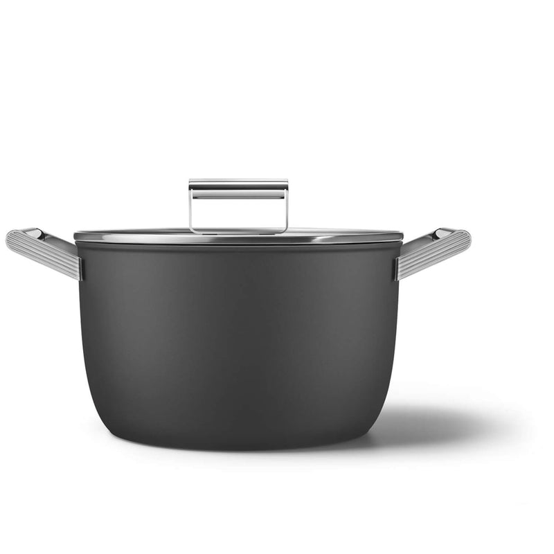 Smeg Cookware 26cm Non-Stick Casserole - Black