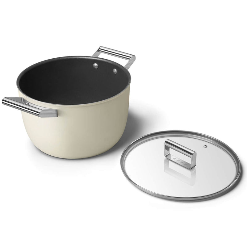 Smeg Cookware 26cm Non-Stick Casserole - Cream