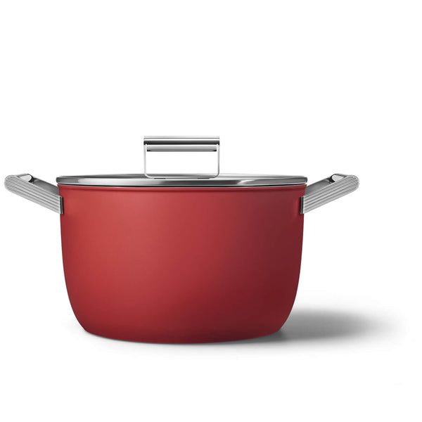 Smeg Cookware 26cm Non-Stick Casserole - Red