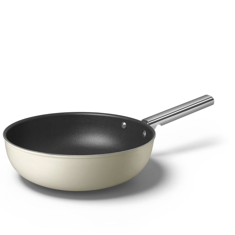 Smeg Cookware 30cm Non-Stick Wok - Cream