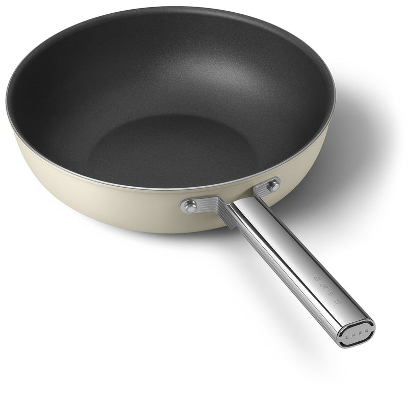 Smeg Cookware 30cm Non-Stick Wok - Cream