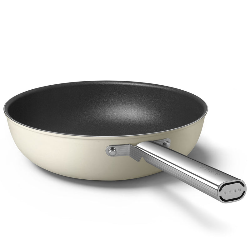 Smeg Cookware 30cm Non-Stick Wok - Cream