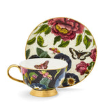 Spode Creatures of Curiosity Coupe Tea Cup & Saucer - Dark Floral