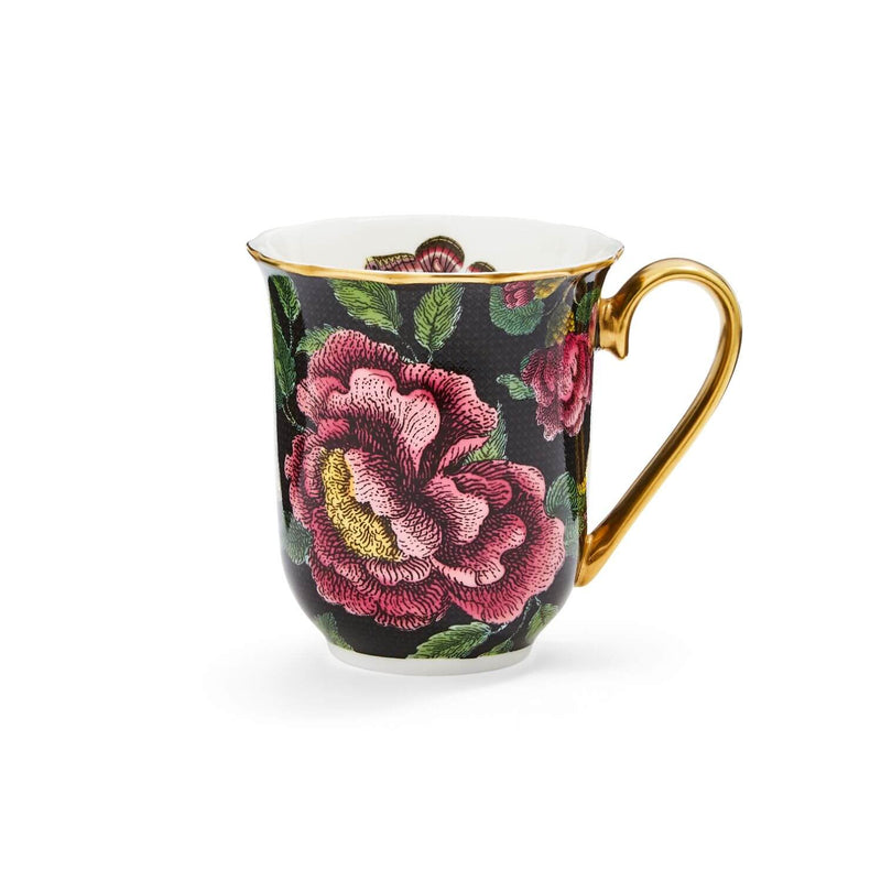 Spode Creatures of Curiosity Mug - Floral / Black