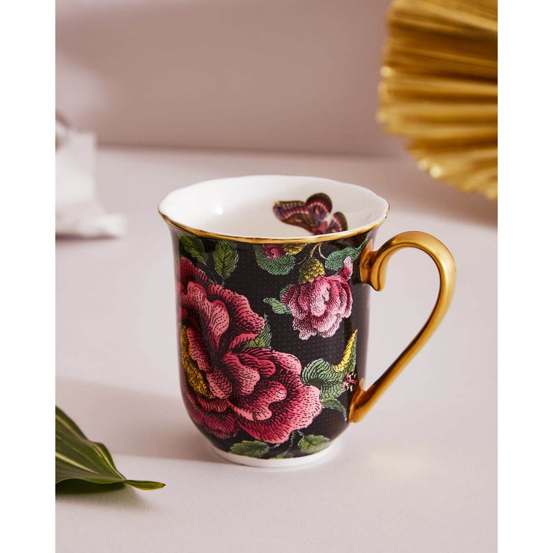 Spode Creatures of Curiosity Mug - Floral / Black