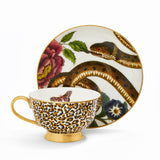 Spode Creatures of Curiosity Coupe Tea Cup & Saucer - Leopard / Snake