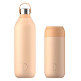 Chilly's Series 2 1 Litre Reusable Water Bottle & 50cl Coffee Cup Set - Peach Orange