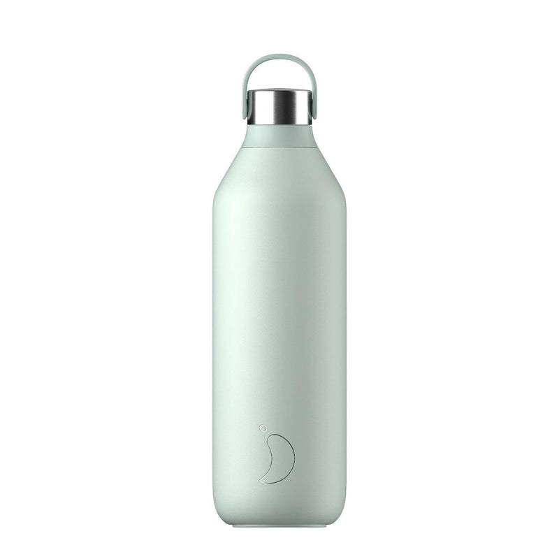 Chilly's Series 2 Reusable Water Bottle, Coffee Cup & Cleaning Brush Set - Lichen Green