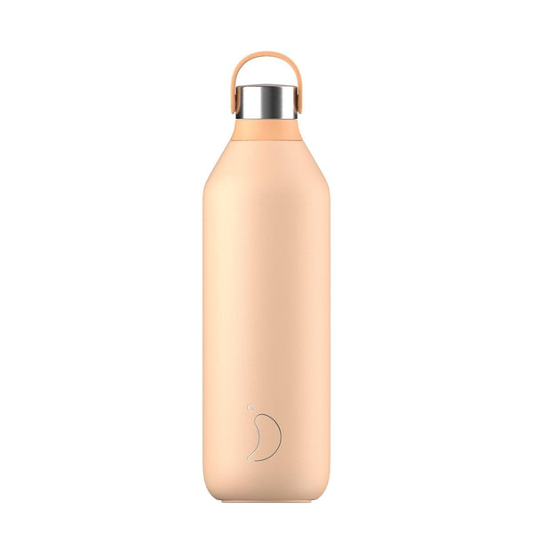 Chilly's Series 2 Reusable Water Bottle, Coffee Cup & Cleaning Brush Set - Peach Orange