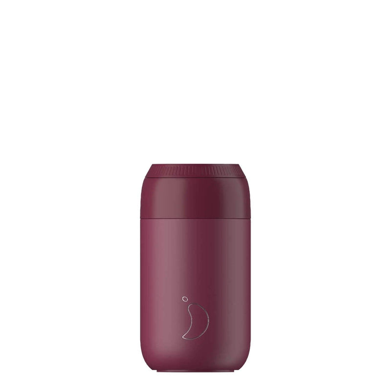 Chilly's Series 2 500ml Hydration Reusable Water Bottle & 34cl Coffee Cup Set - Plum Red