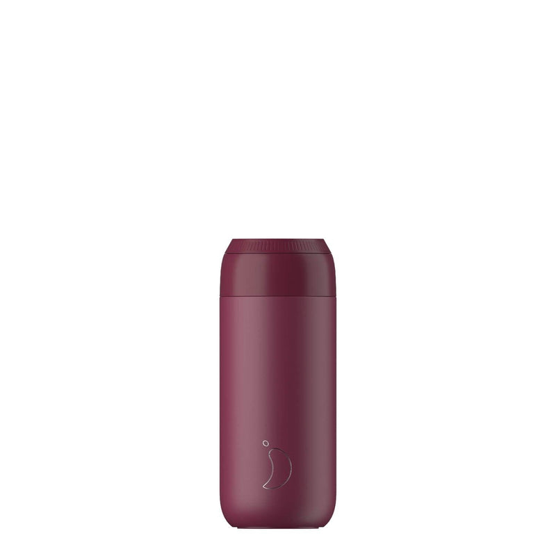 Chilly's Series 2 1 Litre Reusable Water Bottle & 50cl Coffee Cup Set - Plum Red