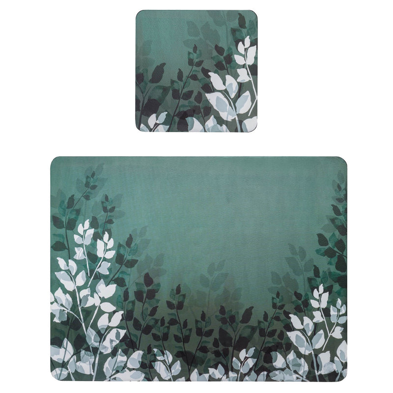 Denby Pottery Colours 12 Piece Placemat & Coaster Set - Green Foliage