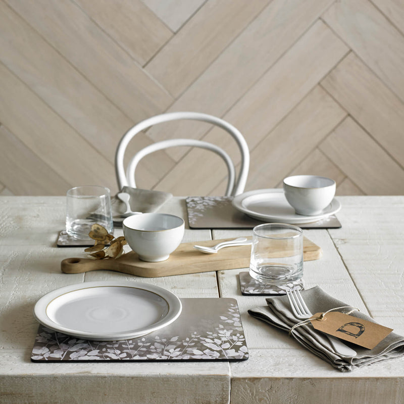 Denby Pottery Colours 12 Piece Placemat & Coaster Set Natural Foliag