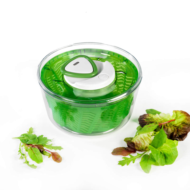 Zyliss Easy Spin Salad Spinner with Lid Handle, Large, Green, BPA Free 