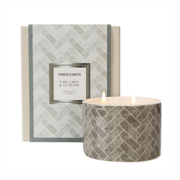 Wax Lyrical Fired Earth Large Ceramic Candle - Earl Grey & Vetivert