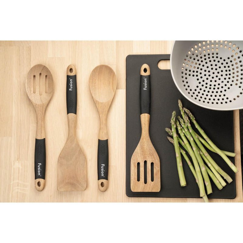 Fusion Acacia Wooden Slotted Spoon - Potters Cookshop