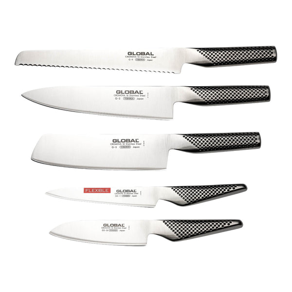 Global Knives G-88/239511 5 Piece Kitchen Knife Set with Storage Dock