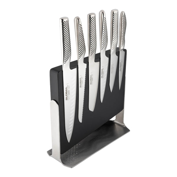 Global Knives Air-Kraze 7 Piece Kitchen Knife Block Set - Black