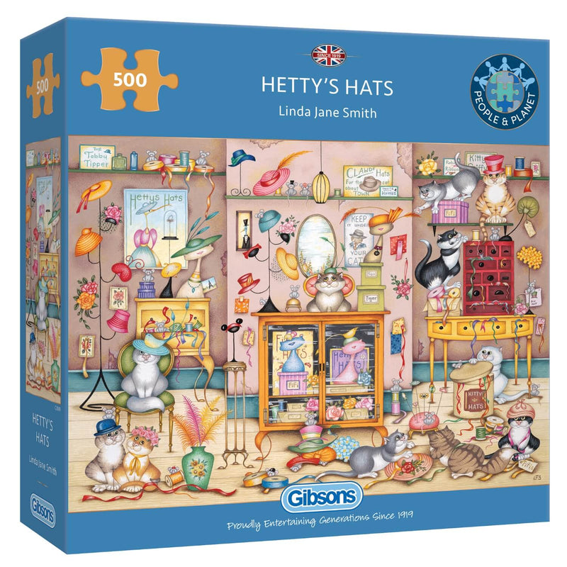 Gibsons 500 Piece Jigsaw Puzzle - Hettys Hats