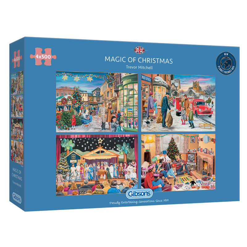 Gibsons 4 x 500 Piece Jigsaw Puzzles - Magic Of Christmas