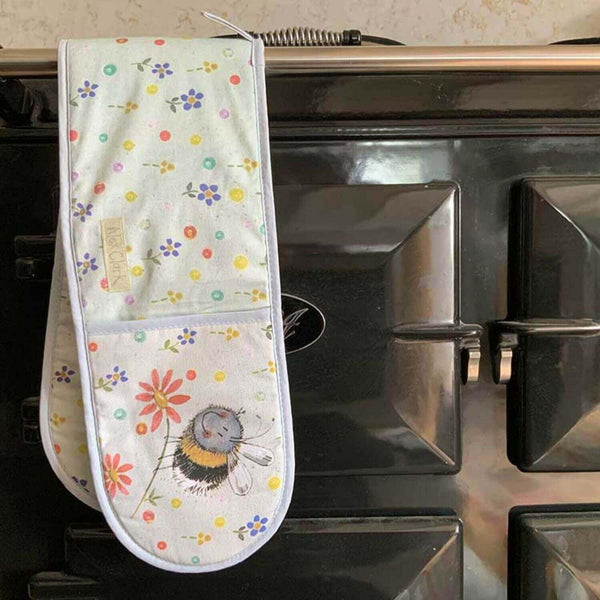 Alex Clark Cotton Double Oven Glove - Bees & Flowers - Potters Cookshop