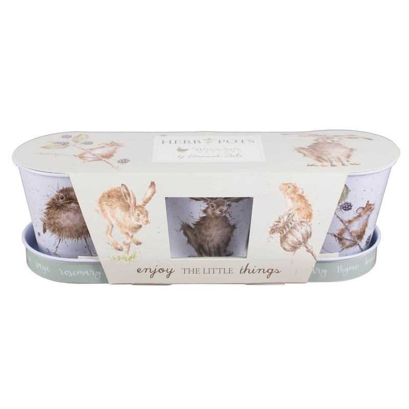 Wrendale Designs by Hannah Dale Set of 3 Herb Pots & Tray - Mice