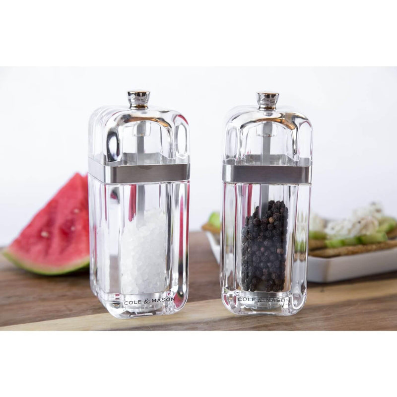 Cole & Mason Kempton Salt & Pepper Mill Set - Clear - Potters Cookshop
