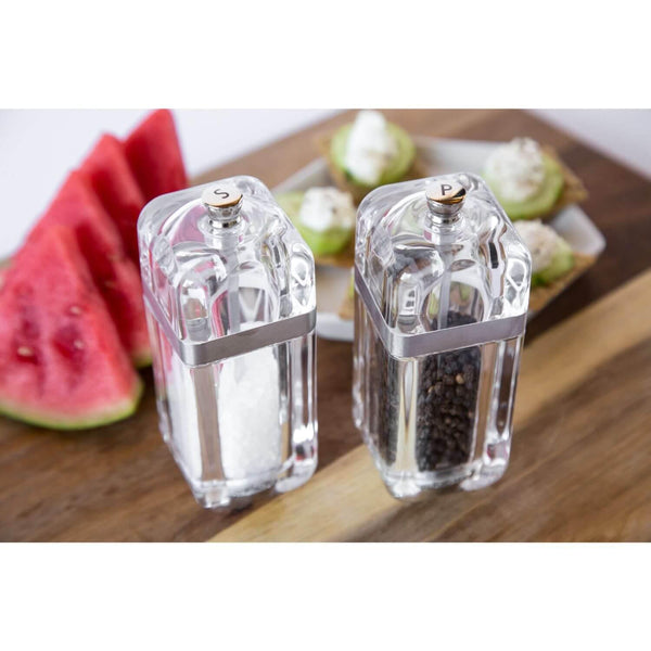 Cole & Mason Kempton Salt & Pepper Mill Set - Clear - Potters Cookshop