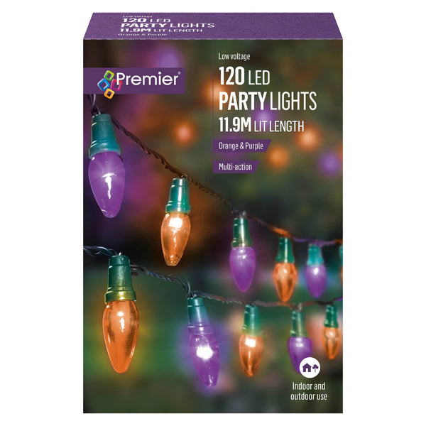 Premier Party Lights 11.9 Metre 120 LED Lights - Orange & Purple