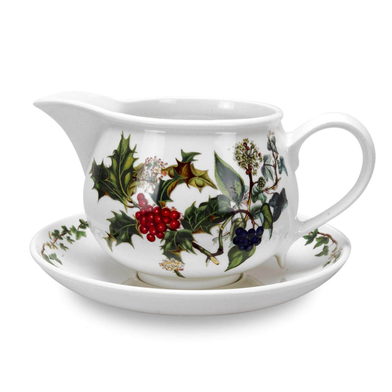 Portmeirion The Holly & The Ivy Christmas Gravy Boat & Stand