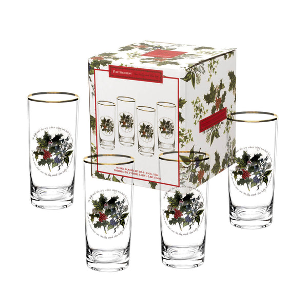 Portmeirion The Holly & The Ivy Christmas Hi-Ball Glasses - Set of 4