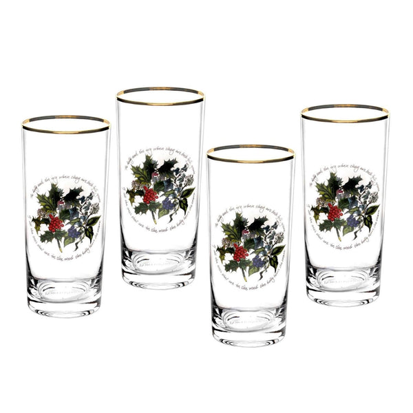 Portmeirion The Holly & The Ivy Christmas Hi-Ball Glasses - Set of 4
