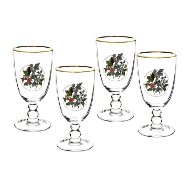 Portmeirion The Holly & The Ivy Christmas Glass Goblets - Set of 4