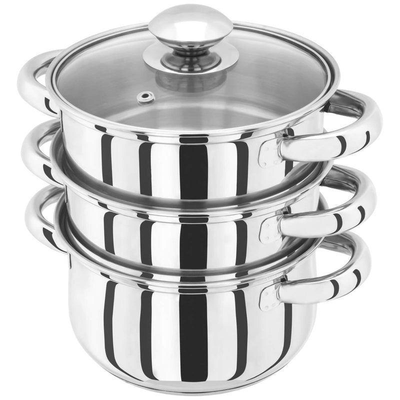Judge Essentials 3 Tier Steamer Set With Glass Lid - 16cm - Potters Cookshop