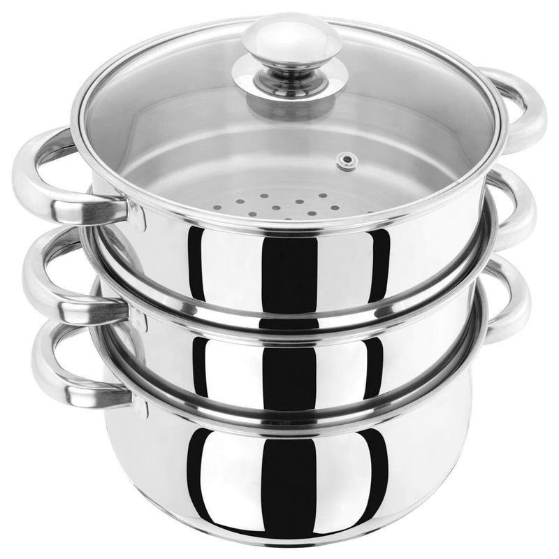 Judge Essentials 3 Tier Steamer Set With Glass Lid - 20cm - Potters Cookshop