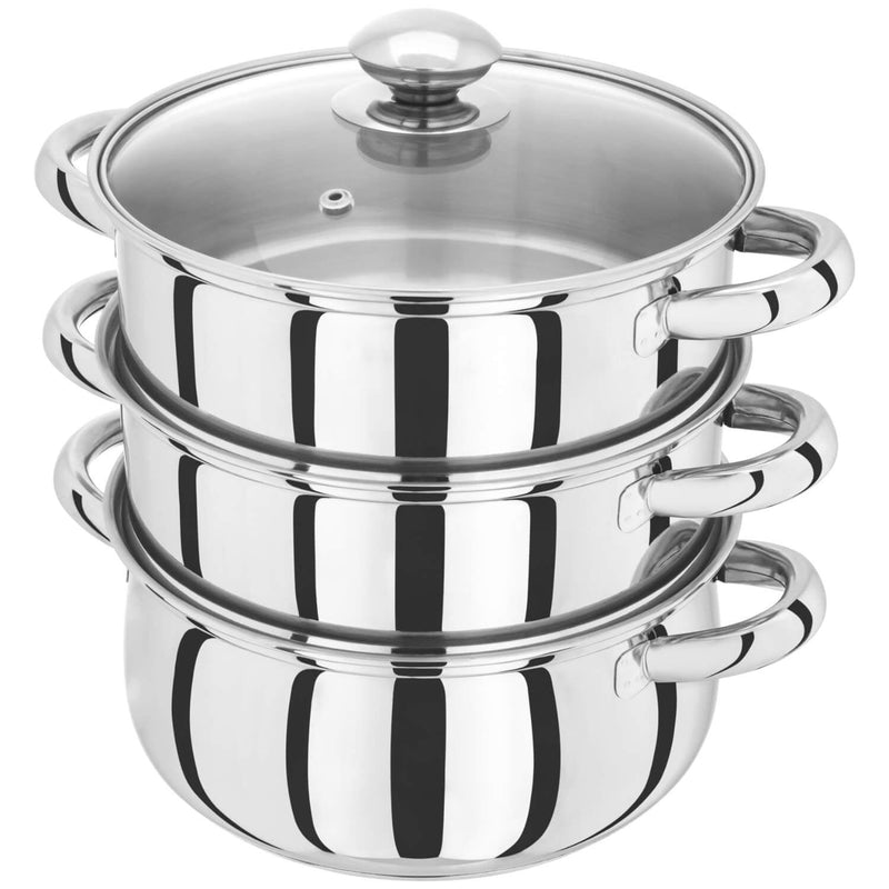 Judge Essentials 3 Tier Steamer Set With Glass Lid - 20cm - Potters Cookshop