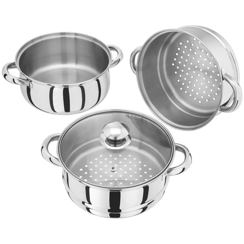 Judge Essentials 3 Tier Steamer Set With Glass Lid - 20cm - Potters Cookshop