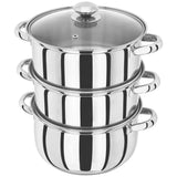 Judge Essentials 3 Tier Steamer Set With Glass Lid - 22cm - Potters Cookshop