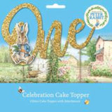 Creative Party Peter Rabbit Glitter Cake Topper Pick With Attachment - 1st Birthday 'One' - Potters Cookshop