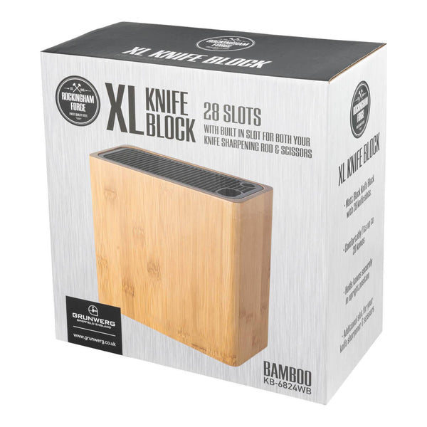Rockingham Forge Extra Large Empty Knife Block - Bamboo - Potters Cookshop