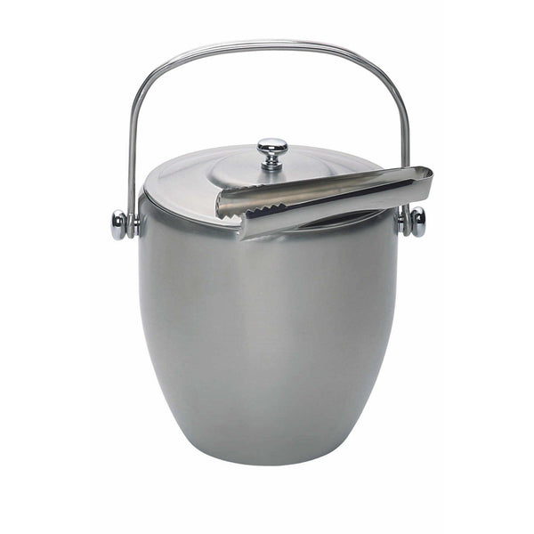 Barcraft Brushed Steel Ice Bucket With Lid & Tongs - Potters Cookshop