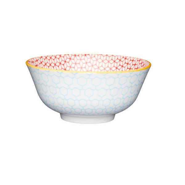 Kitchencraft Stoneware Bowl - Geometric Blue - Potters Cookshop
