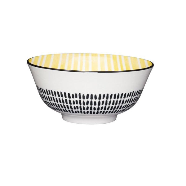 Kitchencraft Stoneware Bowl - Yellow Stripe - Potters Cookshop